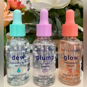 🆕🌷 SPA•SCENTIALS “DEW , PLUMP & GLOW” FACIAL SERUM SKIN CARE SET. BRAND NEW!